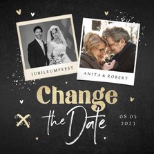 Change the date jubileumfeest uitnodiging foto's hartjes