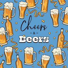 Cheers and beers verjaardagskaart feestelijk confetti bier