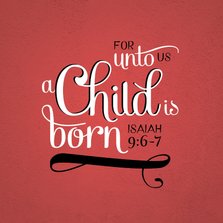 Christelijke kerstkaart Bijbeltekst Jesaja 9