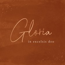 Christelijke kerstkaart Gloria in excelsis deo roestbruin