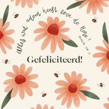 Christelijke verjaardagskaart met bloemen en bijbeltekst 