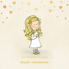 Communie uitnodiging tekening lief meisje