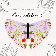 Condoleance kaart lila vlinder vrouw