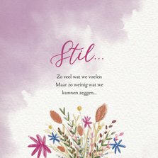 Condoleance kaart met bloemen illustratie en waterverf