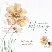 Condoleancekaart gele bloemen met oprechte deelneming 