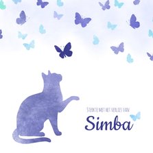 Condoleancekaart Huisdier kat met vlinders