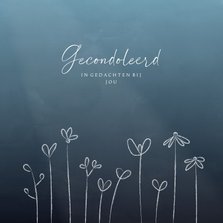Condoleancekaart subtiele lichte lijntekening wilde bloemen