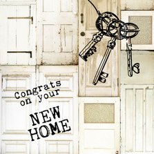 Congrats on your new home felicitatiekaart deuren sleutel