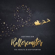 Corona kerstkaart - rollercoaster jaar 2024 met arrenslee