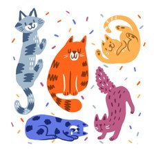 Dierenkaart feestelijke katten