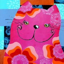Dierenkaart Kleurrijke kat