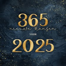 Donkerblauwe kerstkaart 365 nieuwe kansen voor 2025