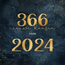 Donkerblauwe kerstkaart 366 nieuwe kansen voor 2024