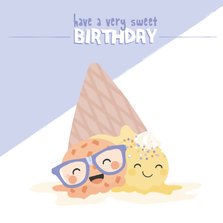 Dubbele verjaardagskaart voor een tweeling met ijsjes
