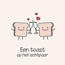 Een grappige felicitatiekaart voor een echtpaar een toast