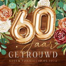 Feestelijke uitnodiging 60 jaar getrouwd botanisch rozen