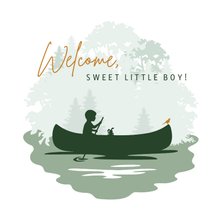 Felicitatie geboorte met jongen in kano