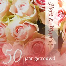 Felicitatie Hout rozen en veer jubileum