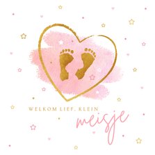 Felicitatie meisje baby voetjes roze