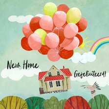 Felicitatie nieuwe woning huis aan ballonnen