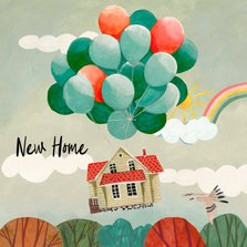 Felicitatie nieuwe woning verhuisd met huis aan ballonnen