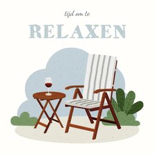Felicitatie pensioen met tuinstoel tijd om te relaxen