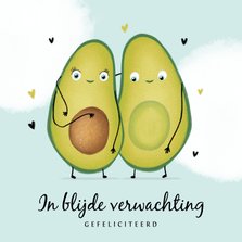 felicitatiekaart avocado zwanger ouders hartjes