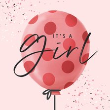 Felicitatiekaart geboorte baby ballon meisje
