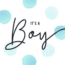 Felicitatiekaart geboorte jongen blauwe stippen aquarel