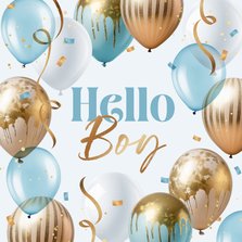 Felicitatiekaart geboorte jongen boy ballonnen confetti