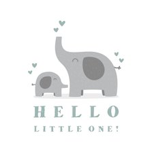 Felicitatiekaart geboorte jongen olifantjes met hartjes