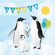 Felicitatiekaart geboorte jongen - pinguin