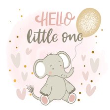 Felicitatiekaart geboorte - Olifant meisje met ballon