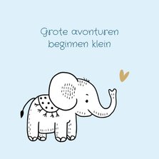 Felicitatiekaart geboorte olifantje met blauwe achtergrond