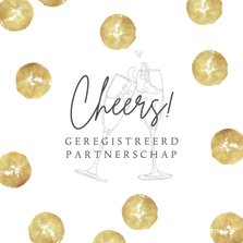 Felicitatiekaart goud champagne geregistreerd partnerschap 