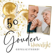 Felicitatiekaart gouden huwelijk 50 jaar ballonnen foto