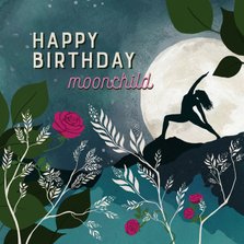 Felicitatiekaart 'happy birthday yoga moonchild'