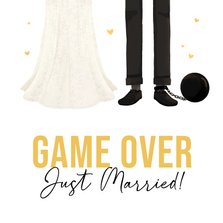 Felicitatiekaart huwelijk grappig game over cartoon