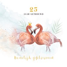 Felicitatiekaart huwelijksjubileum flamingo's 25 jaar