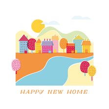  Felicitatiekaart landschapje 'happy new home'