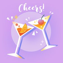 Felicitatiekaart met twee geïllustreerde cocktailglazen