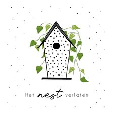Felicitatiekaart nieuwe woning - het nest verlaten