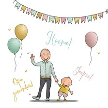 Felicitatiekaart opa met kleinkind met ballonnen