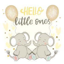 Felicitatiekaart tweeling olifantjes hello little ones