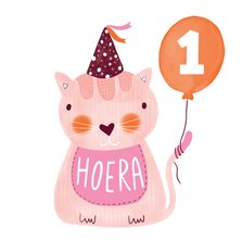 Felicitatiekaart verjaardag kat roze