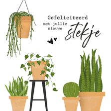 Felicitatiekaart voor nieuwe woning met cactus / planten