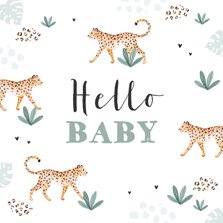 Felicitatiekaart welkom baby luipaard jungle dieren