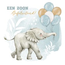 Felicitatiekaartje jongen met olifantje en ballonnen