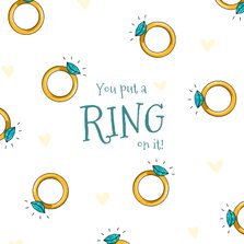 Felicitatiekaartje voor een verloving of huwelijk met ringen