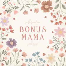 Fleurige Moederdag kaart bonusmama met bloemen 